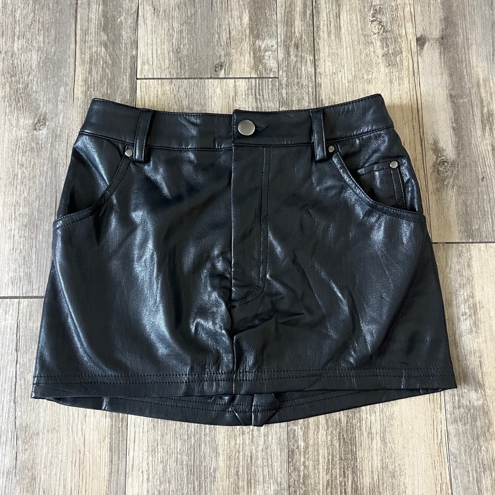 Lovers + Friends Faux Leather Mini Skirt in Black